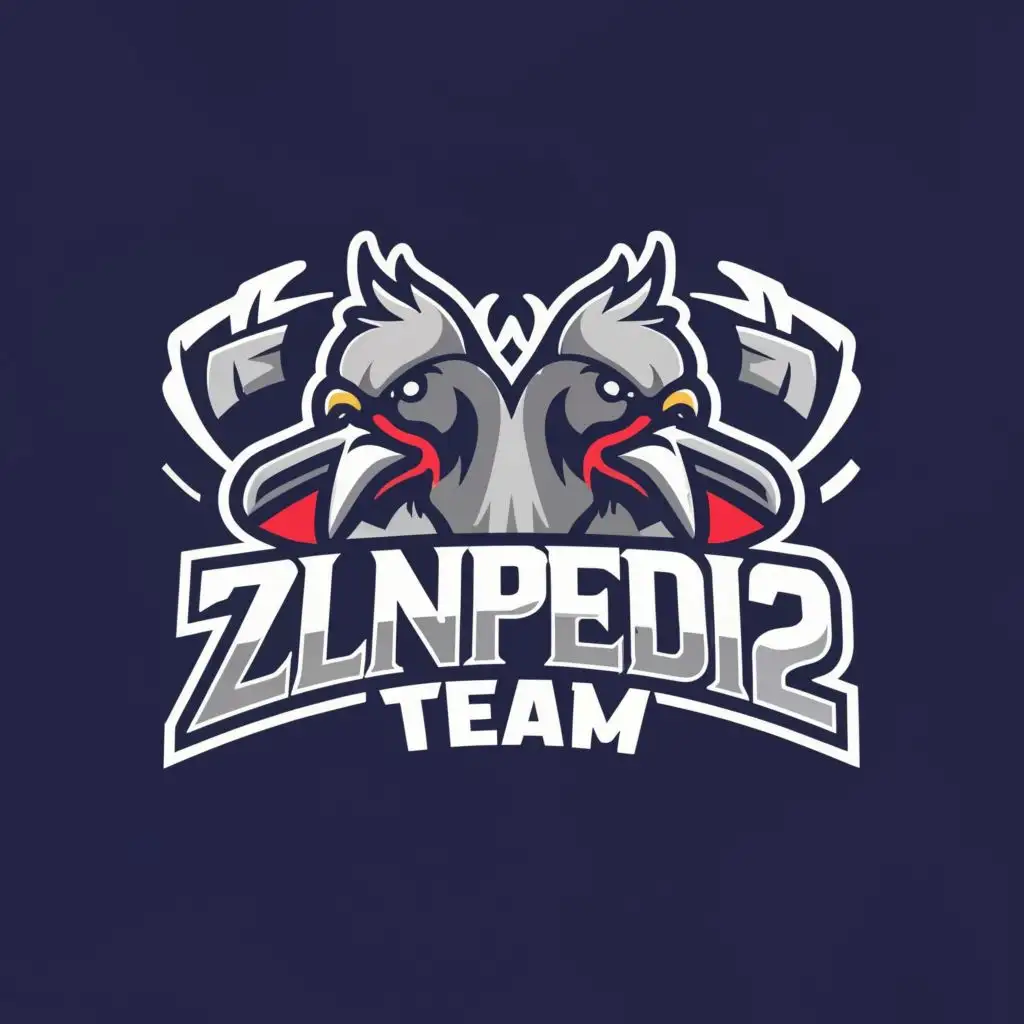 logo, elements of pigeons as well as its racing2 but behind that want to display elements of gamers, with the text "ZLNPEDIA TEAM", typography