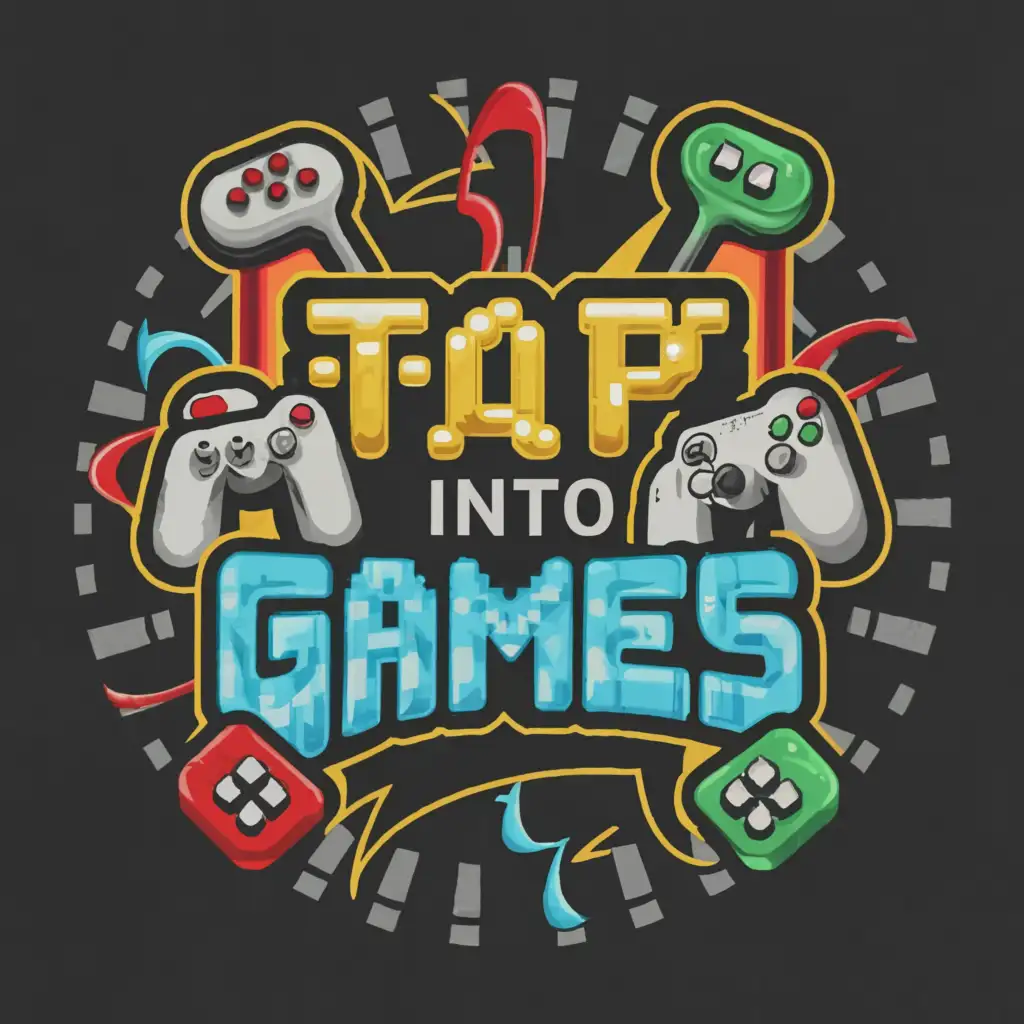 a logo design,with the text {TAPP INTO GAMES} , main symbol:controller buttons gaming pixel ,Moderate,be used in Entertainment industry,clear background