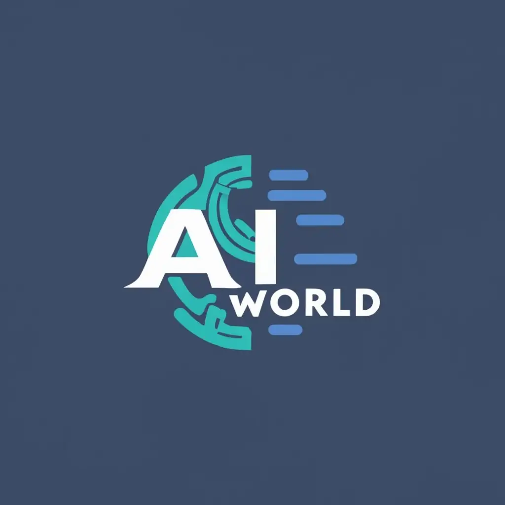 logo, Ai , programming , world , with the text "AI World Tech", typography