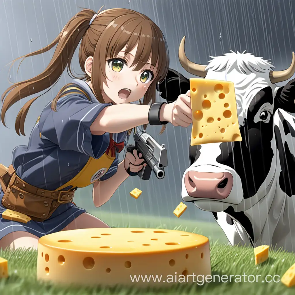 Anime-Girl-Shooting-Cheese-Behind-Cow-in-the-Rain