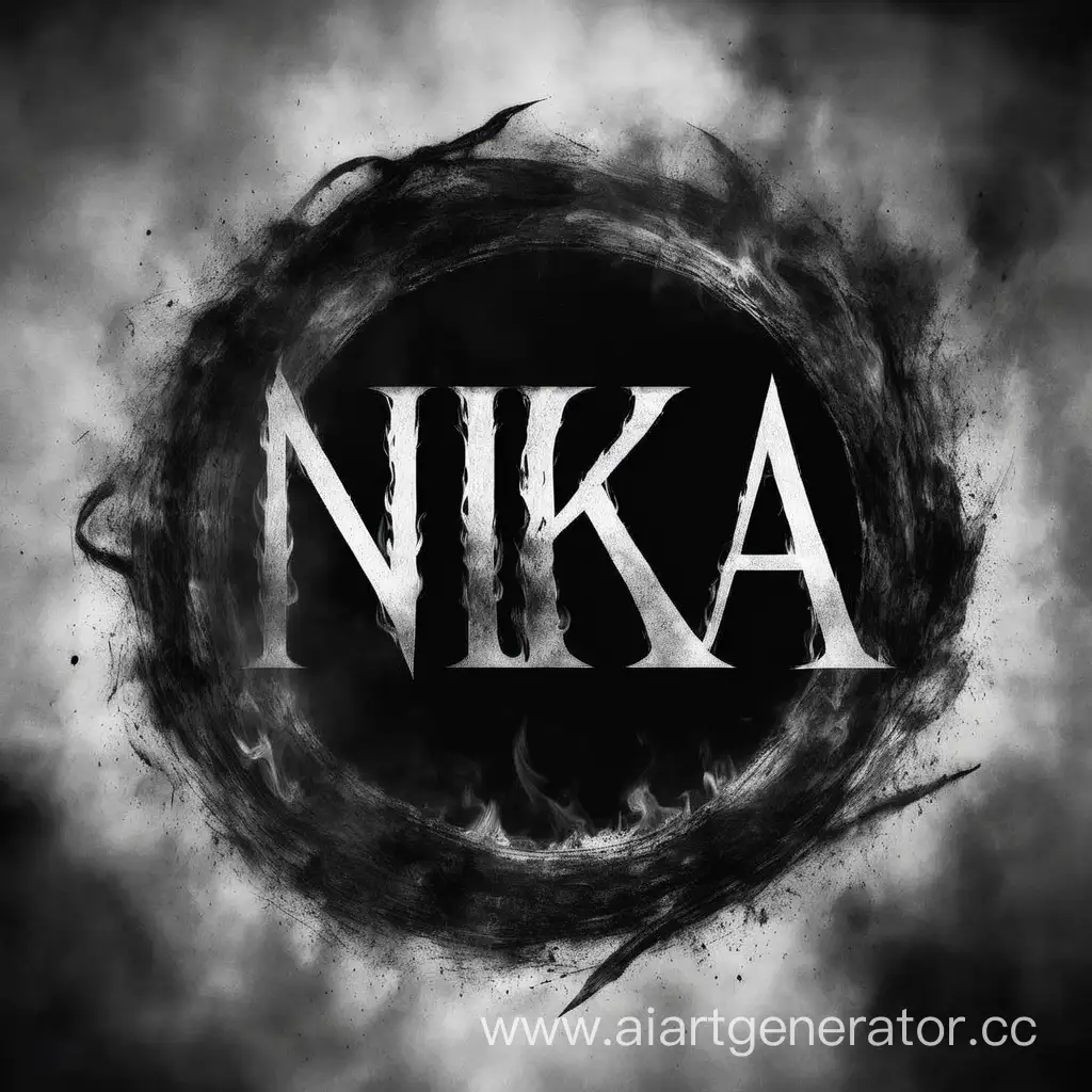 Надпись Ника в чёрном горящем кругу