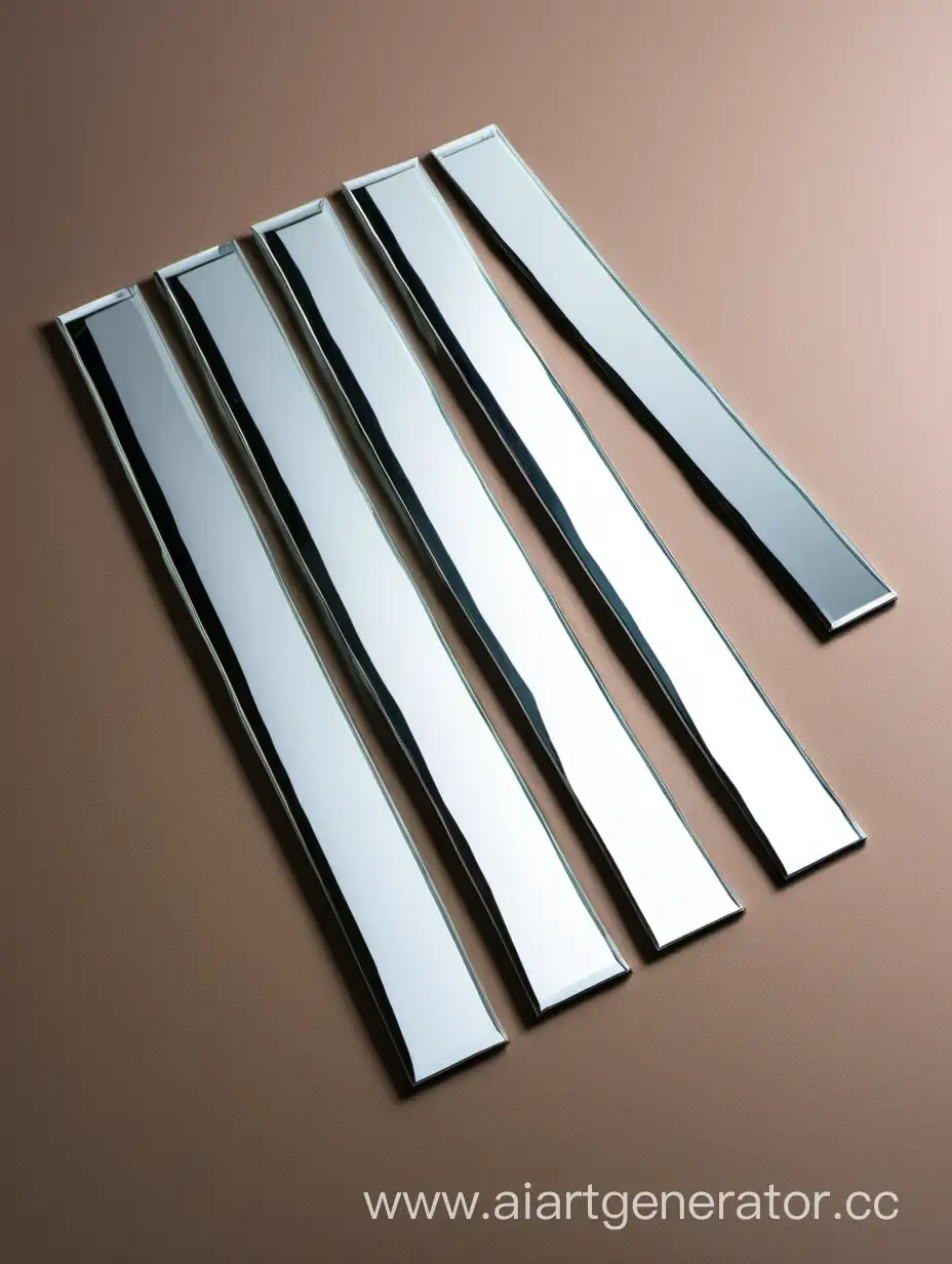 Reflective-Elegance-Three-Mirror-Strips-Arranged-on-a-Table