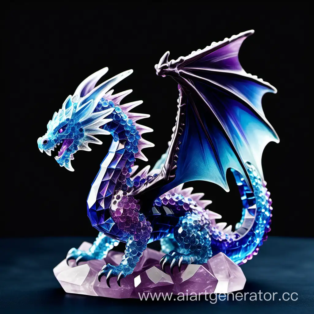 A crystal dragon consisting of blue and purple crystals