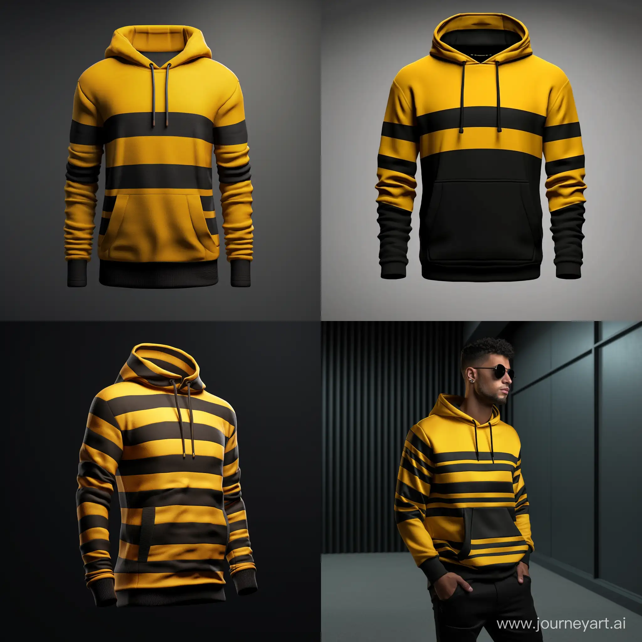 Fashionable-Black-and-Yellow-Striped-Hoodie-for-Men-3D-Mockup