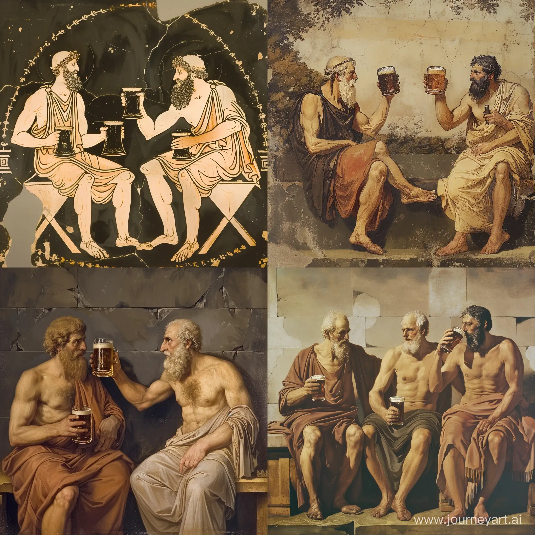 Древнегреческие философы пьют пиво