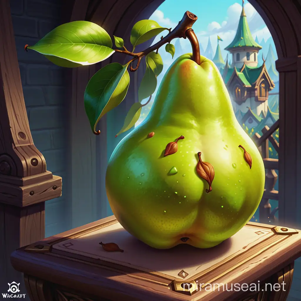 pear, world of warcraft tcg art, stylized game asset 