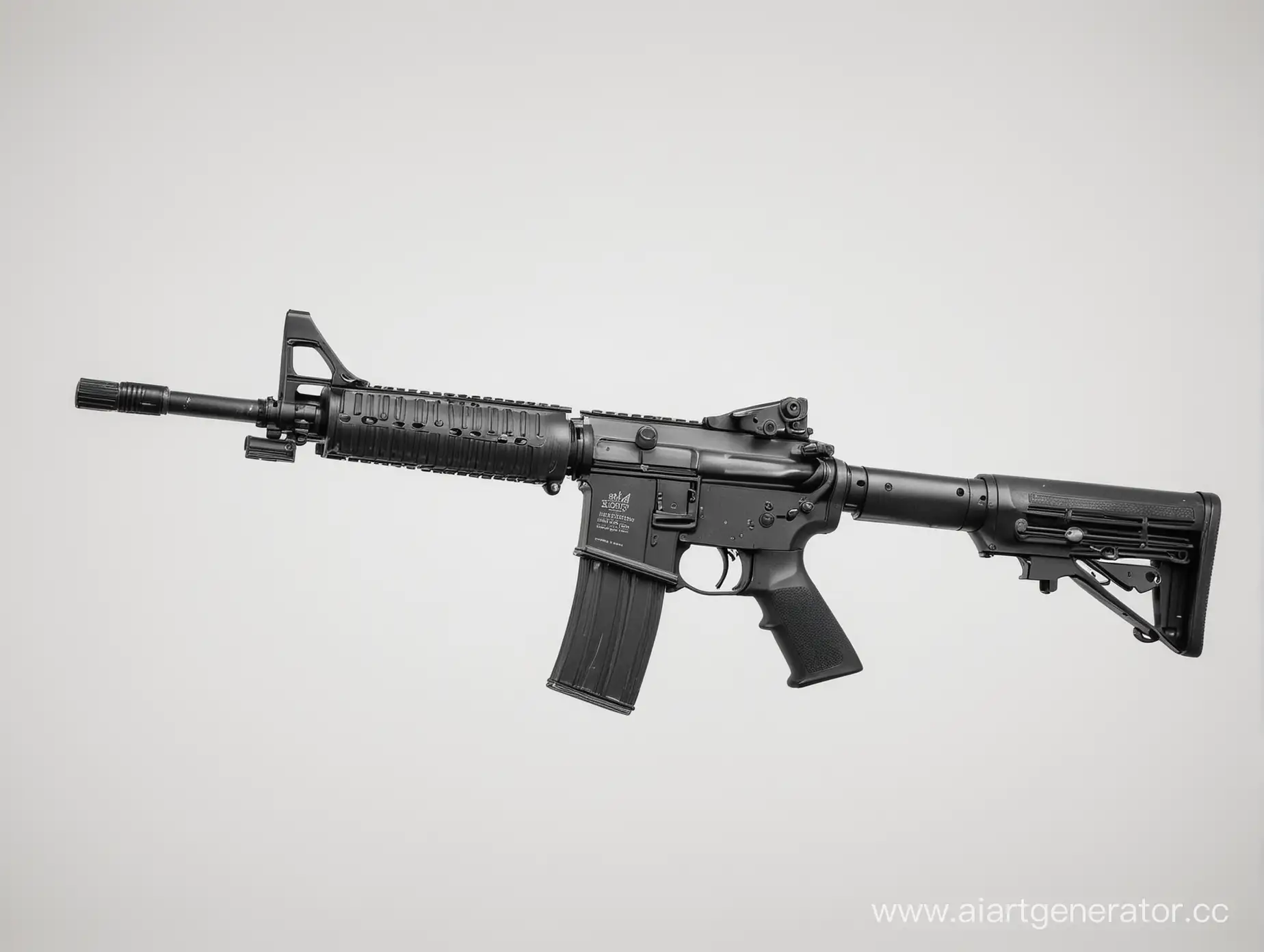 Side-View-of-M16-Rifle-on-White-Background