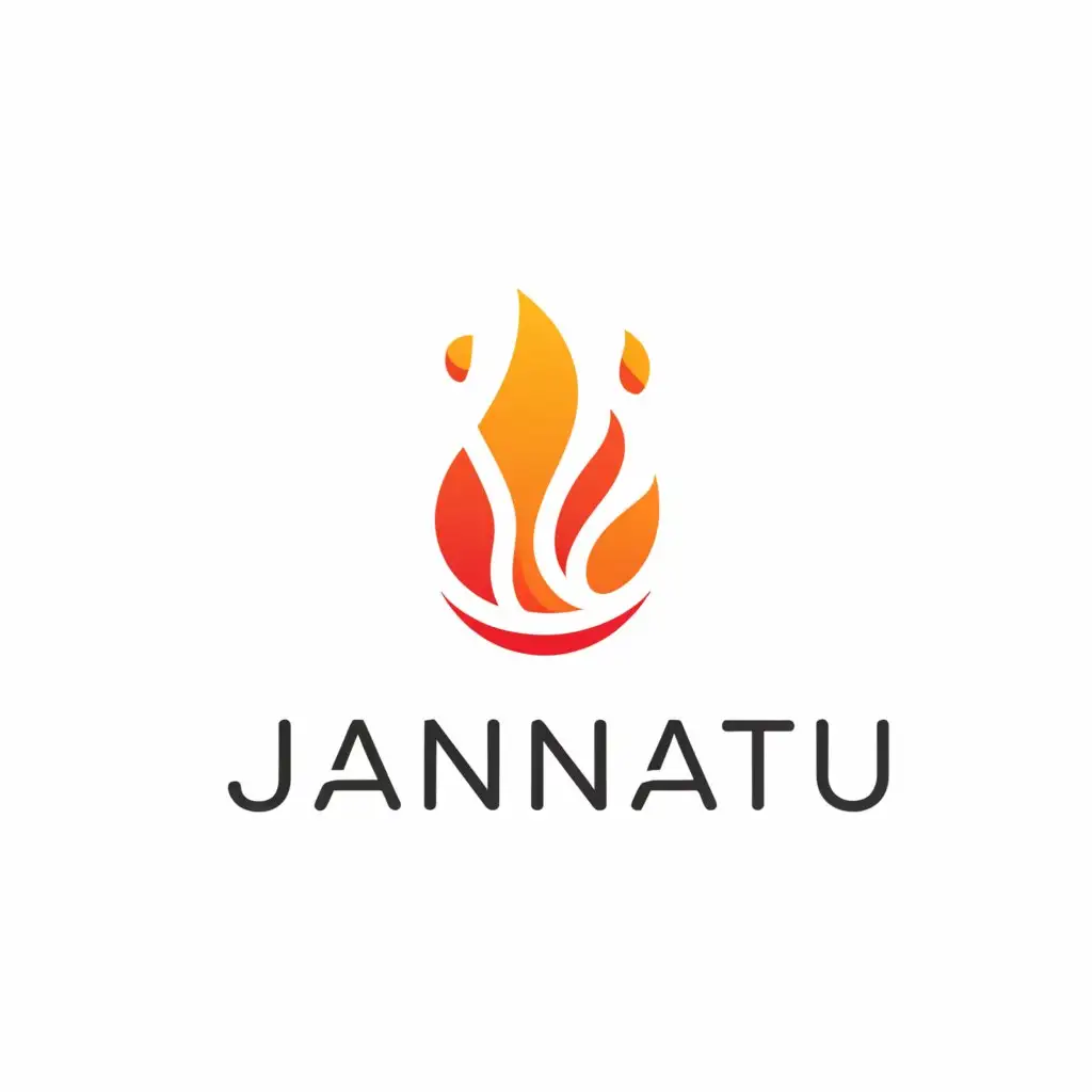 a logo design,with the text "JANNATU", main symbol:Fire,Minimalistic,clear background