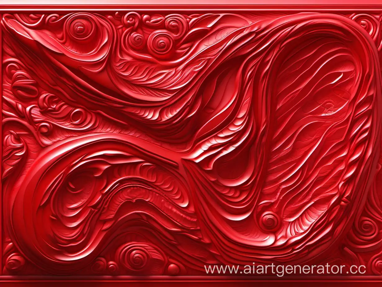 Vibrant-Red-Abstract-BasRelief-Artwork