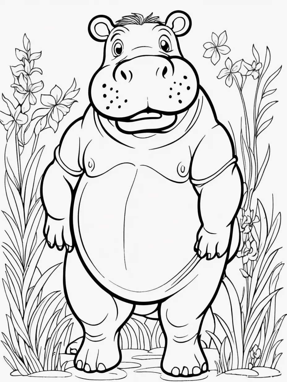 Adorable Hippopotamus Coloring Page for Creative Fun