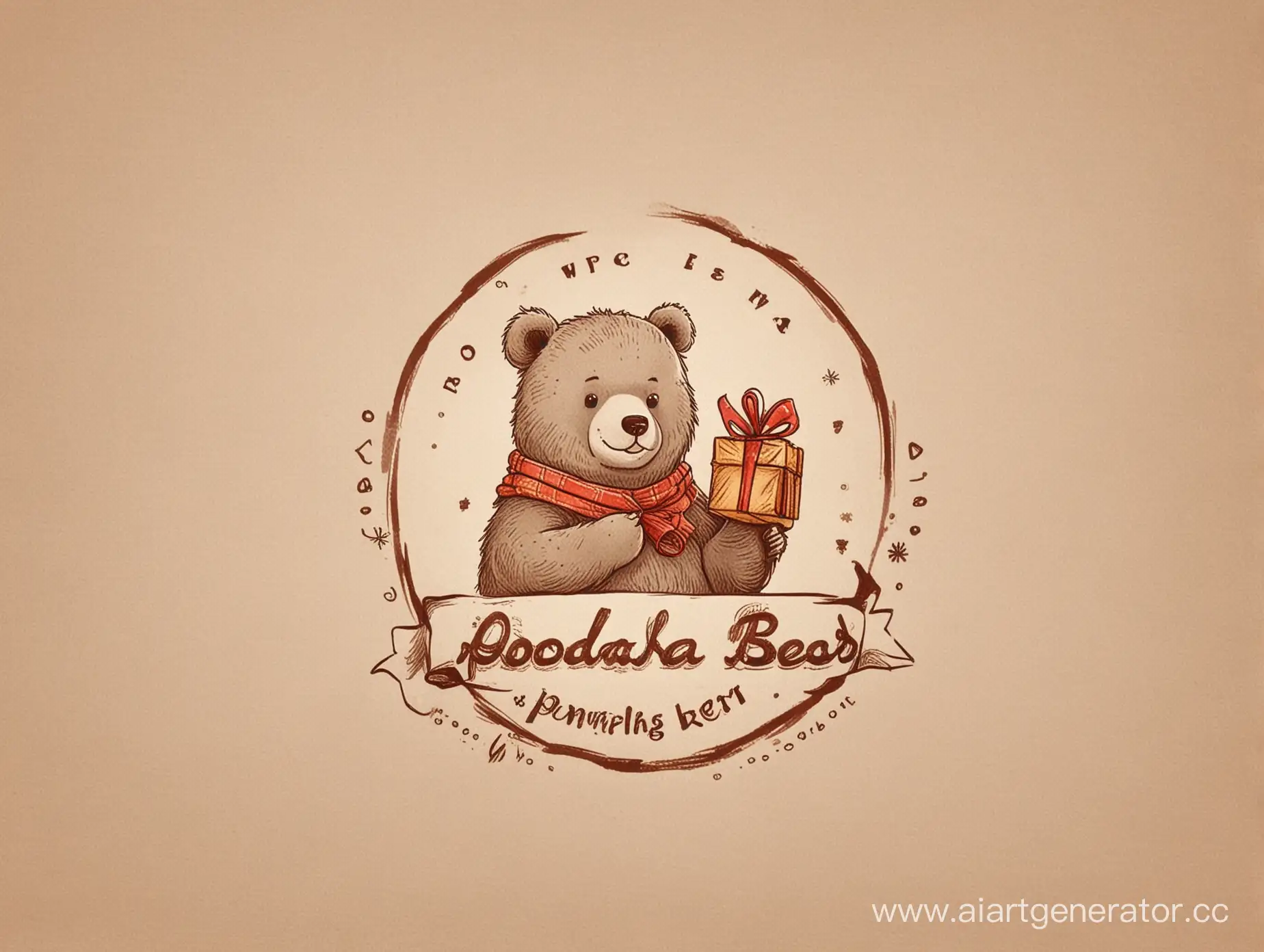 Podarika-Store-Logo-Cheerful-Bear-Holding-Gift