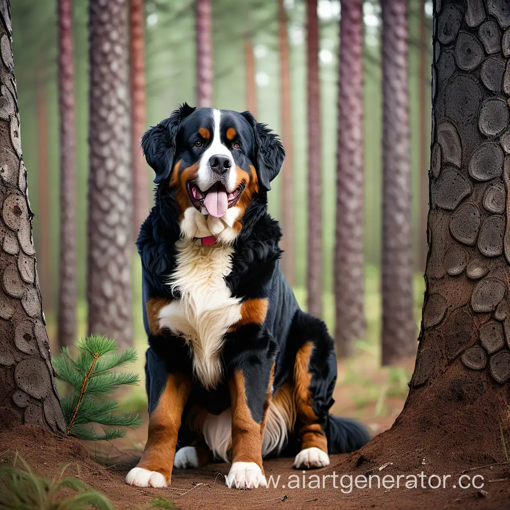 Majestic-Bernese-Mountain-Dog-Amidst-Enchanting-Pine-Forest