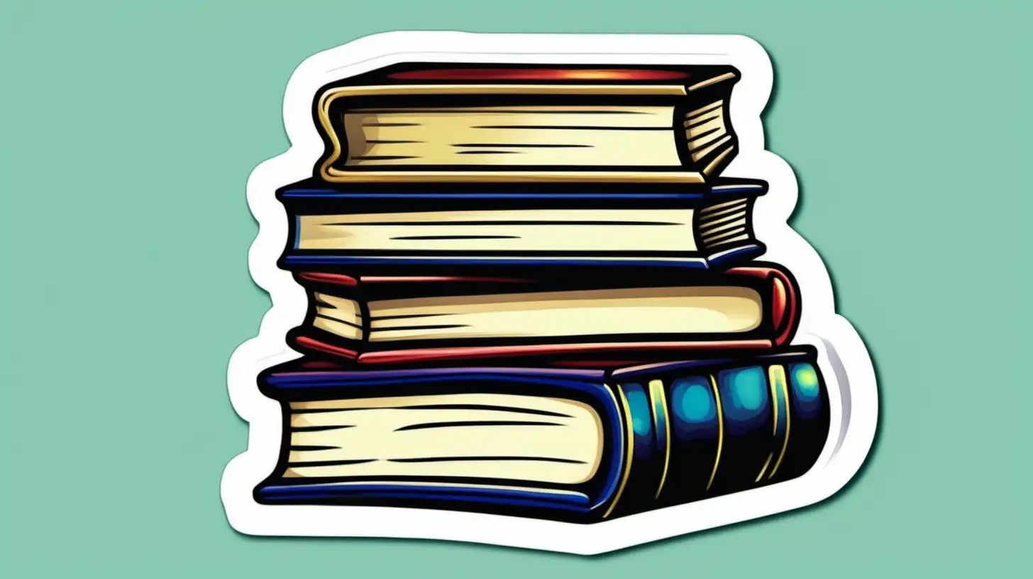 Colorful Stack of Books Sticker for Book Lovers