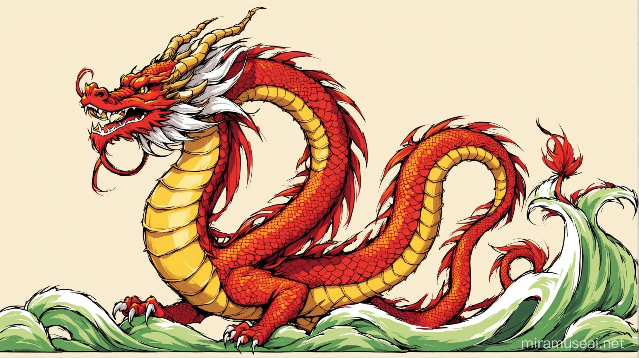 a very long chinese dragon that would fit into a landscape paper, make it cutout
