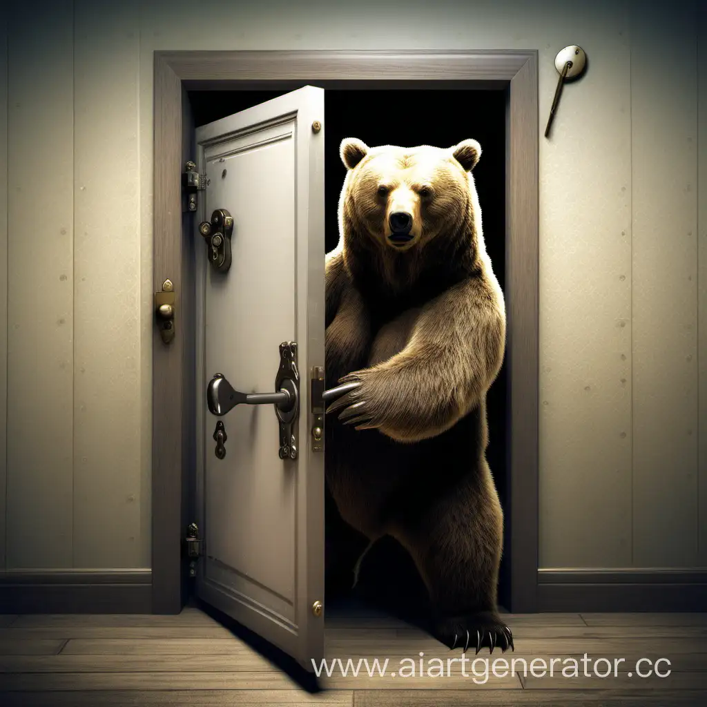 Clever-Bear-Unlocking-Door-with-Lock-Picks