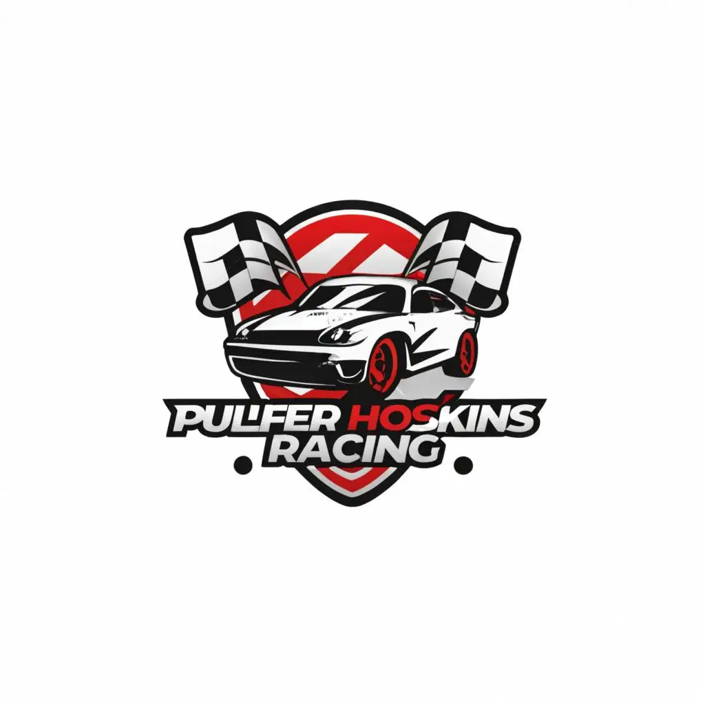 a logo design,with the text "Pulfer Hoskins Racing", main symbol:Drag Racing Car,Minimalistic,clear background