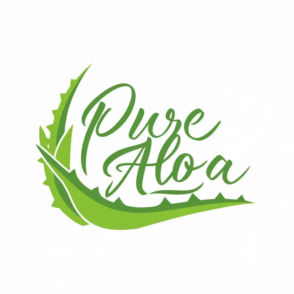 logo, Aloe Vera, with the text "Pure Aloa", typography, be used in Medical Dental industry