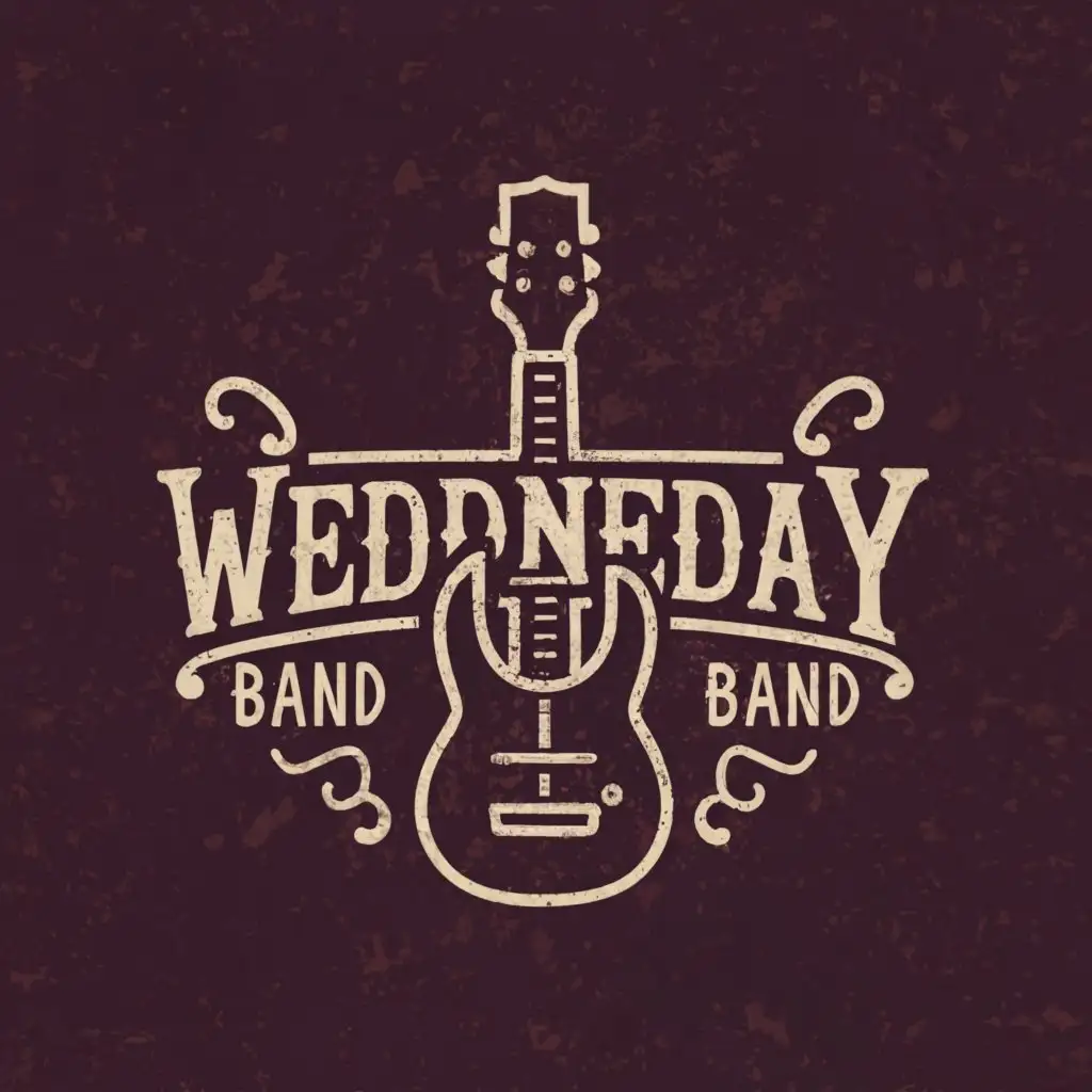 a logo design,with the text "Wednesday Band", main symbol:Guitar,Moderate,be used in Entertainment industry,clear background