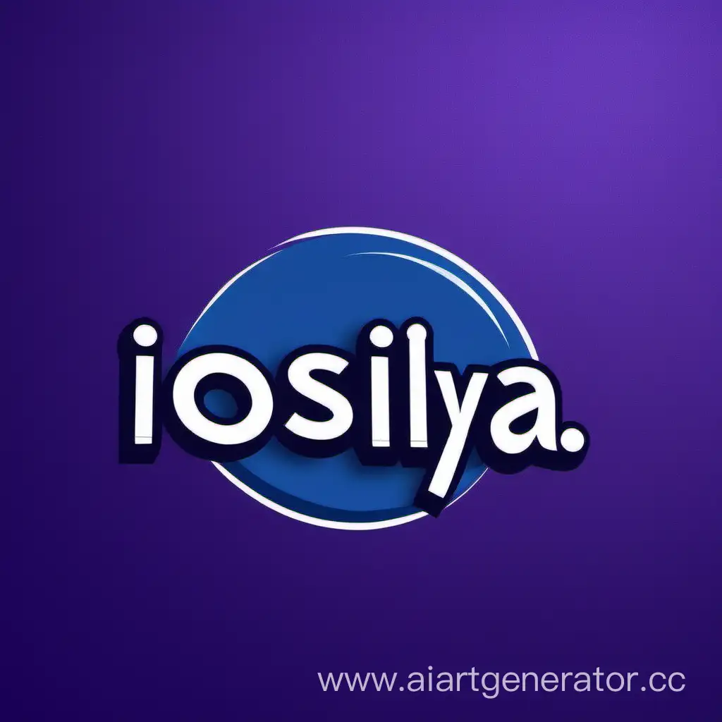 Нарисуй логотип магазина "iosilya". Напиши на сине-фиолетовом фоне