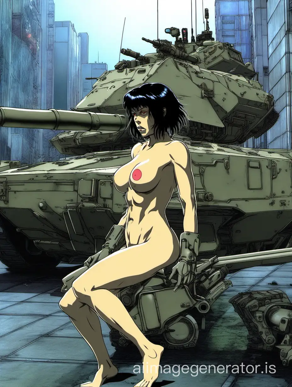 Cyberpunk Major from Ghost in the Shell on Naked Spider Tank | AI Image  Generator