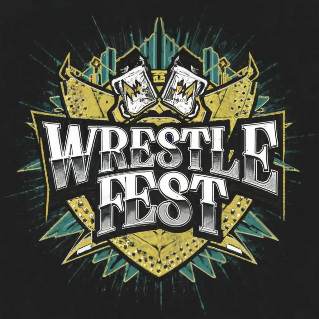 a logo design,with the text "Wrestle Fest", main symbol:Biggest wrestling logo with championship belt,complex,be used in NWI Entertainment industry,clear background
