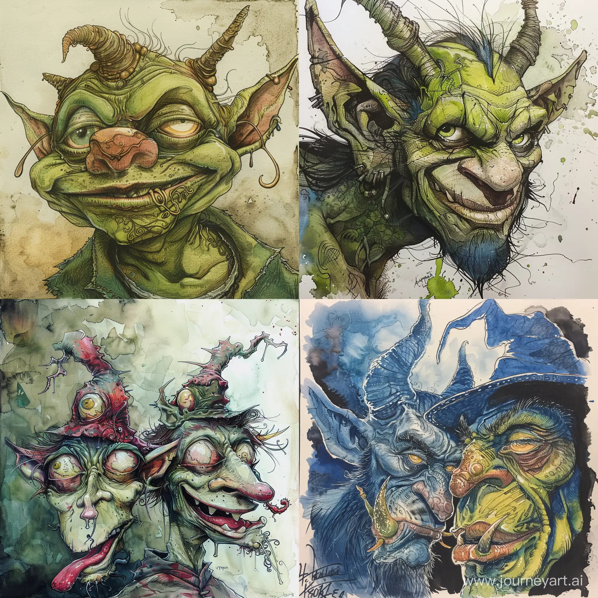Hybrid-Nikroman-and-Goblin-Watercolor-Painting-with-Aesthetic-Filigree-and-Humorous-Caricature