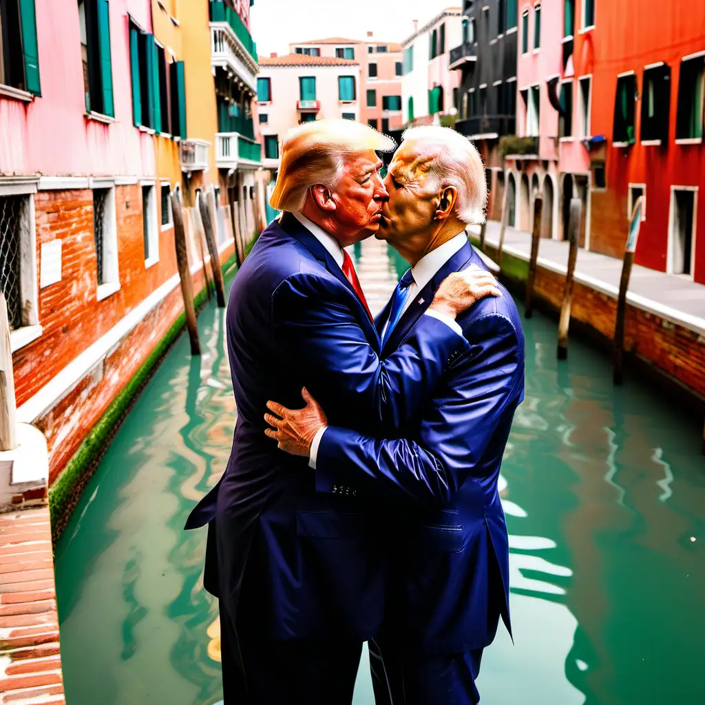 Trump and Biden kissing in venice canals. Romantic. 