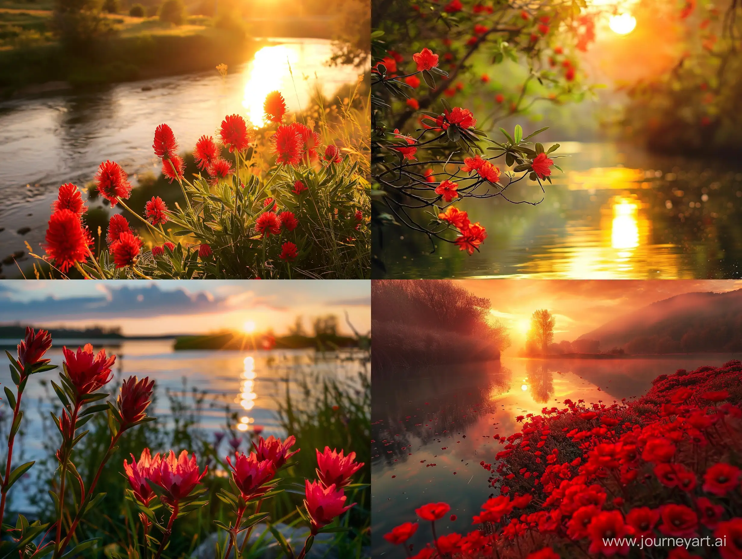 Vibrant-Sunrise-over-Fiery-River-Flowers