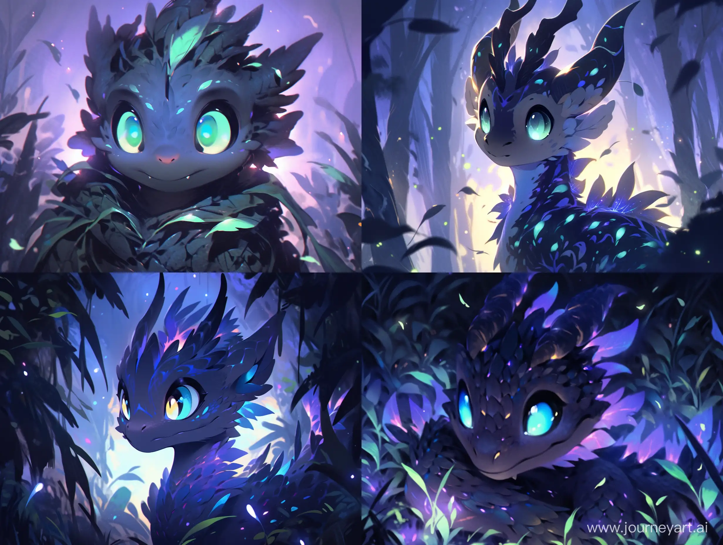 dragon male, puprple, anthropomorphic, glowing green pupils, cute and attractive face, blue cold atmosphere, volumetric, rich and contrasting colors, OVOPACK art style, --s 300 --niji 5 
