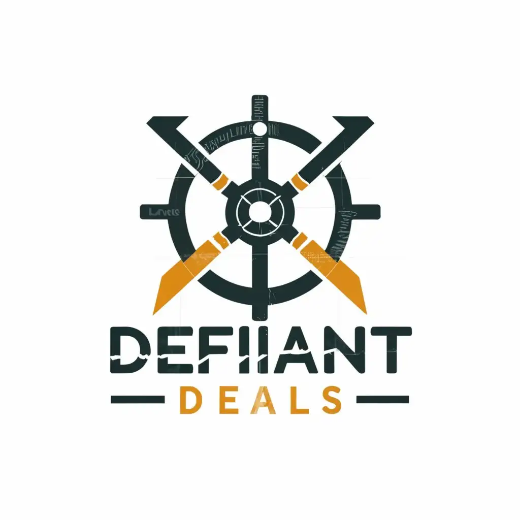 a logo design,with the text "Defiant Deals", main symbol:Crosshairs on a top hat,Moderate,be used in Retail industry,clear background
