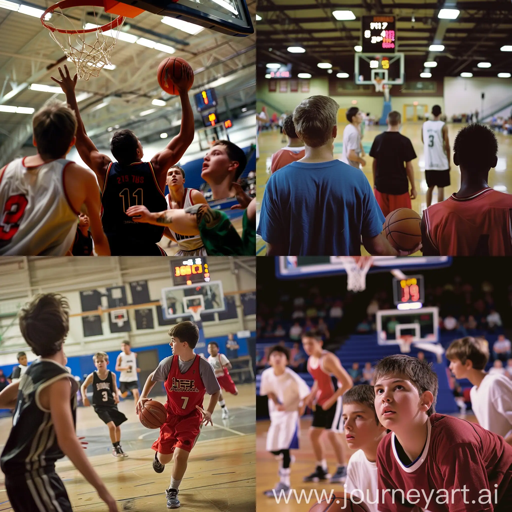 Teenage-Basketball-Game-with-Scoreboard-Action