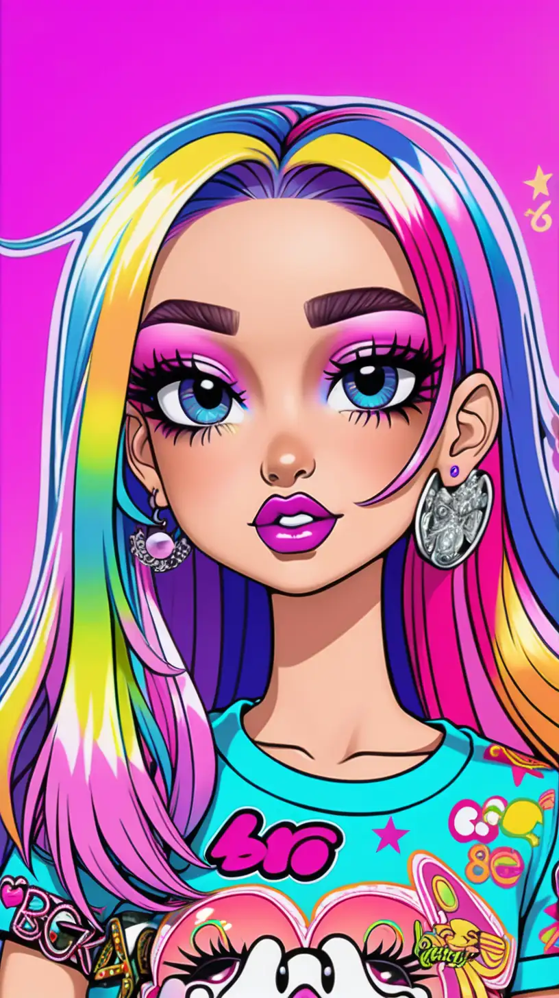 generate a mean girl, bad babe aesthetic, use the color schemes of lisa frank and ed hardy and brats ideas, cool chick