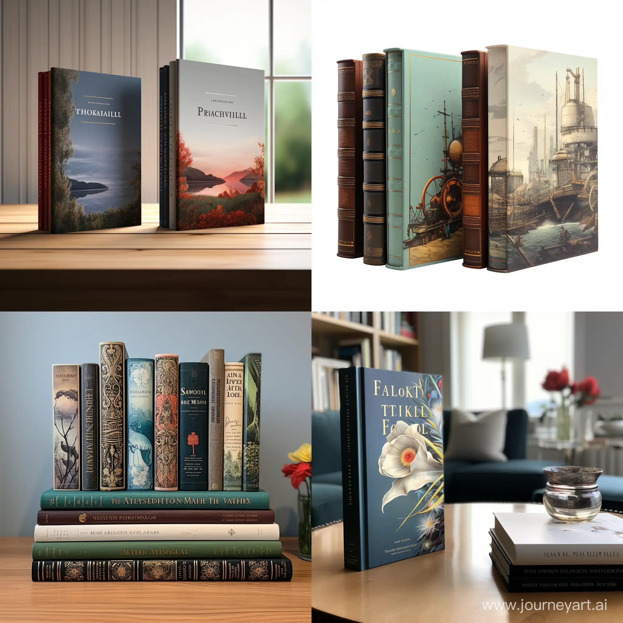 Hardcover-Books-Arranged-in-a-Symmetrical-Display