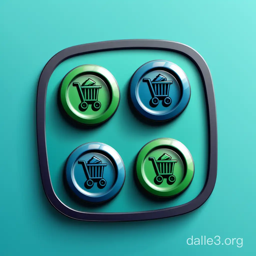 Кнопки, вынос мусора, голубой и зелёные цвета, для приложения!