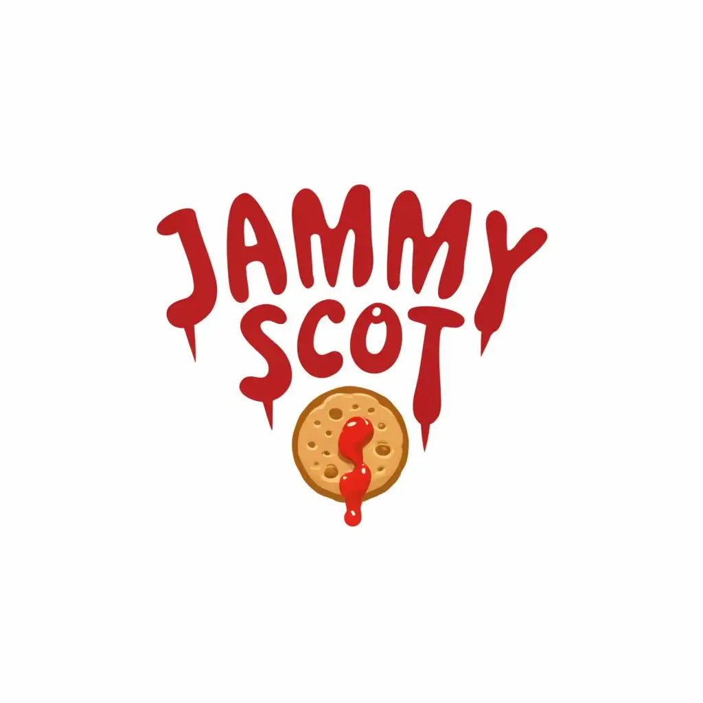 LOGO-Design-For-Jammy-Scot-Minimalistic-Biscuit-Emblem-with-Dripping-Red-Text