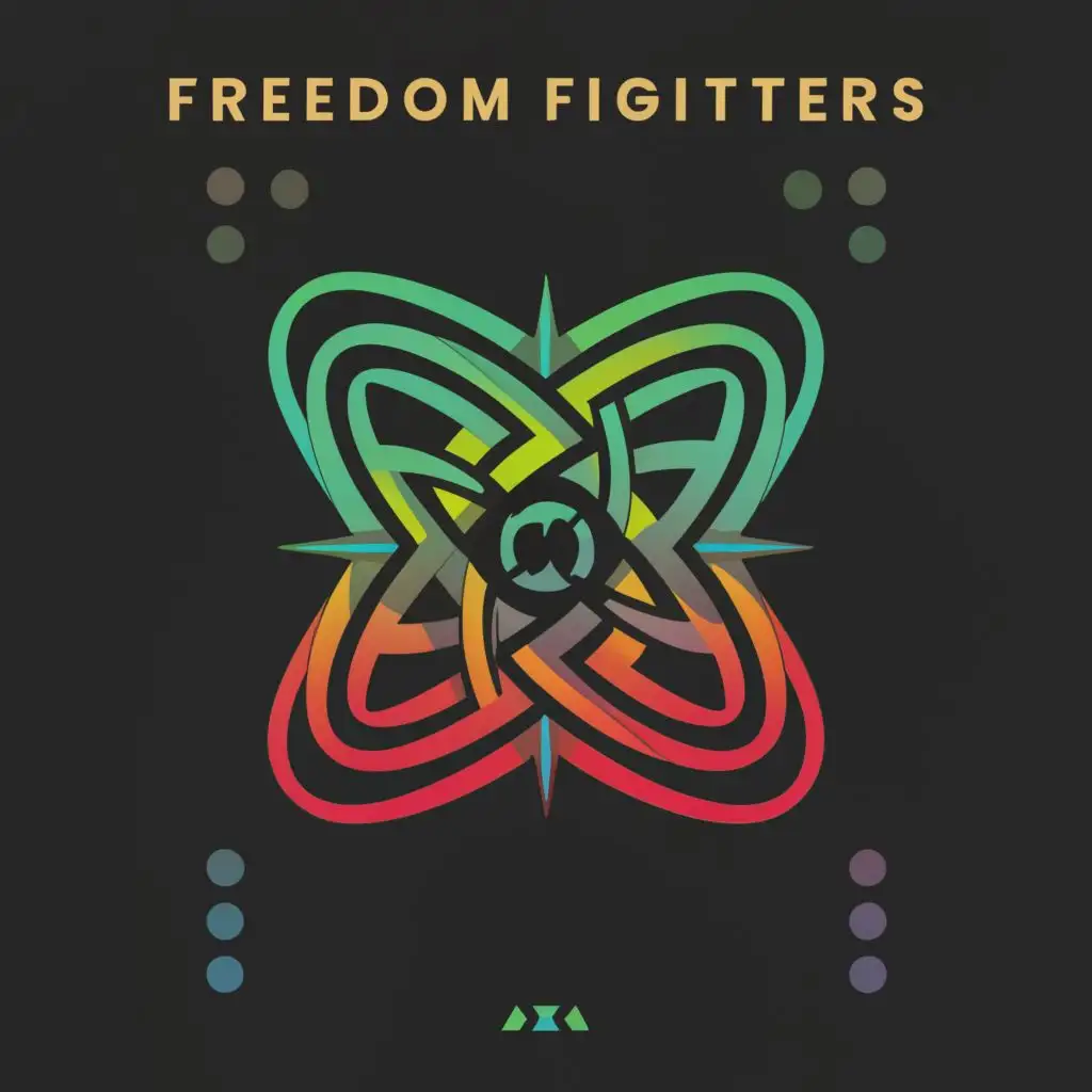 a logo design,with the text "Freedom Fighters", main symbol:♾️,complex,clear background