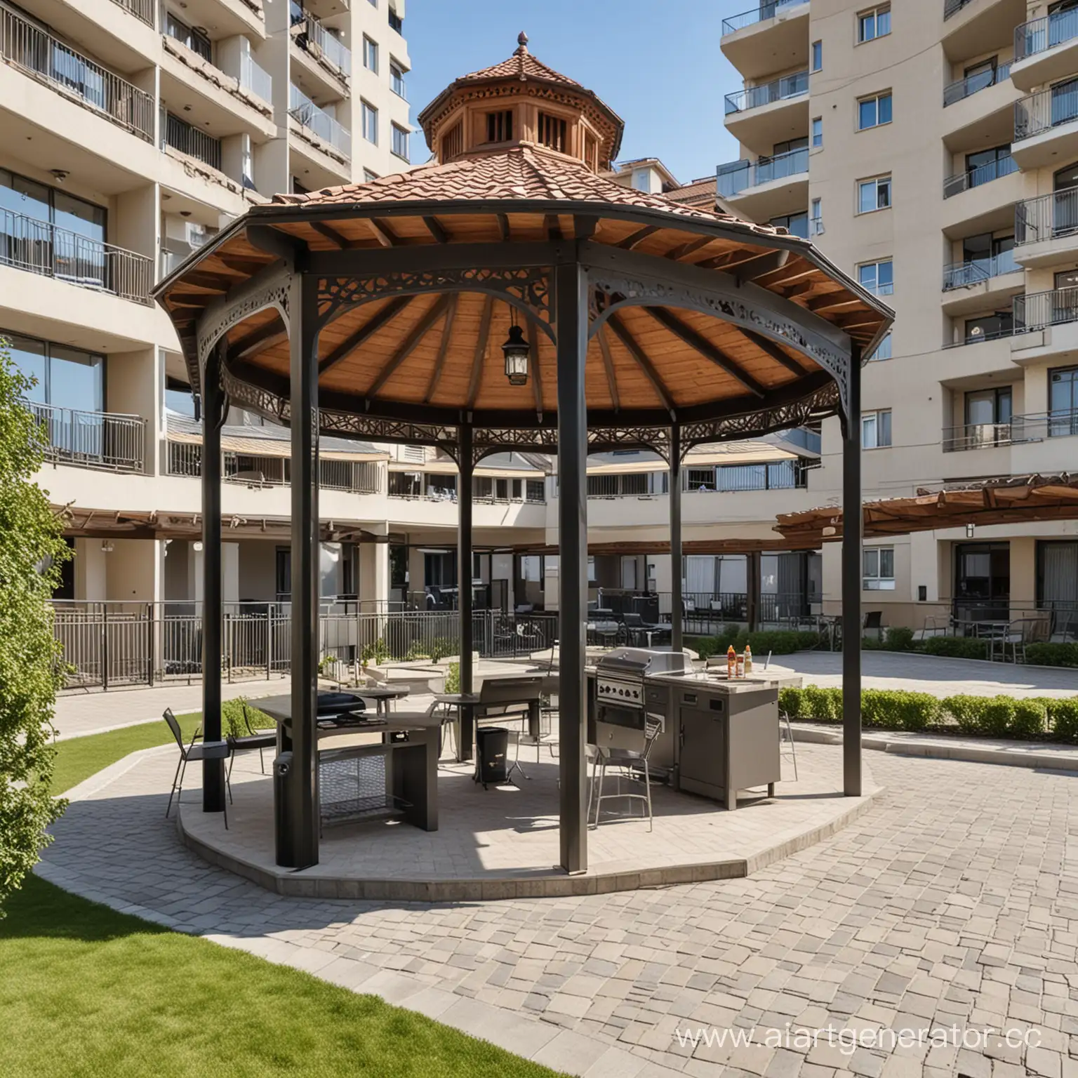 Residential-Complex-Courtyard-Gazebo-and-Barbecue-Gathering