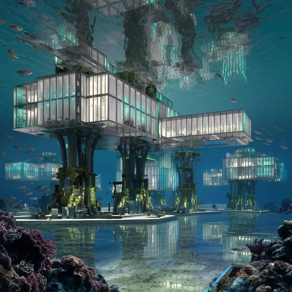 Futuristic Underwater Cityscape Modern Architecture Beneath the Sea