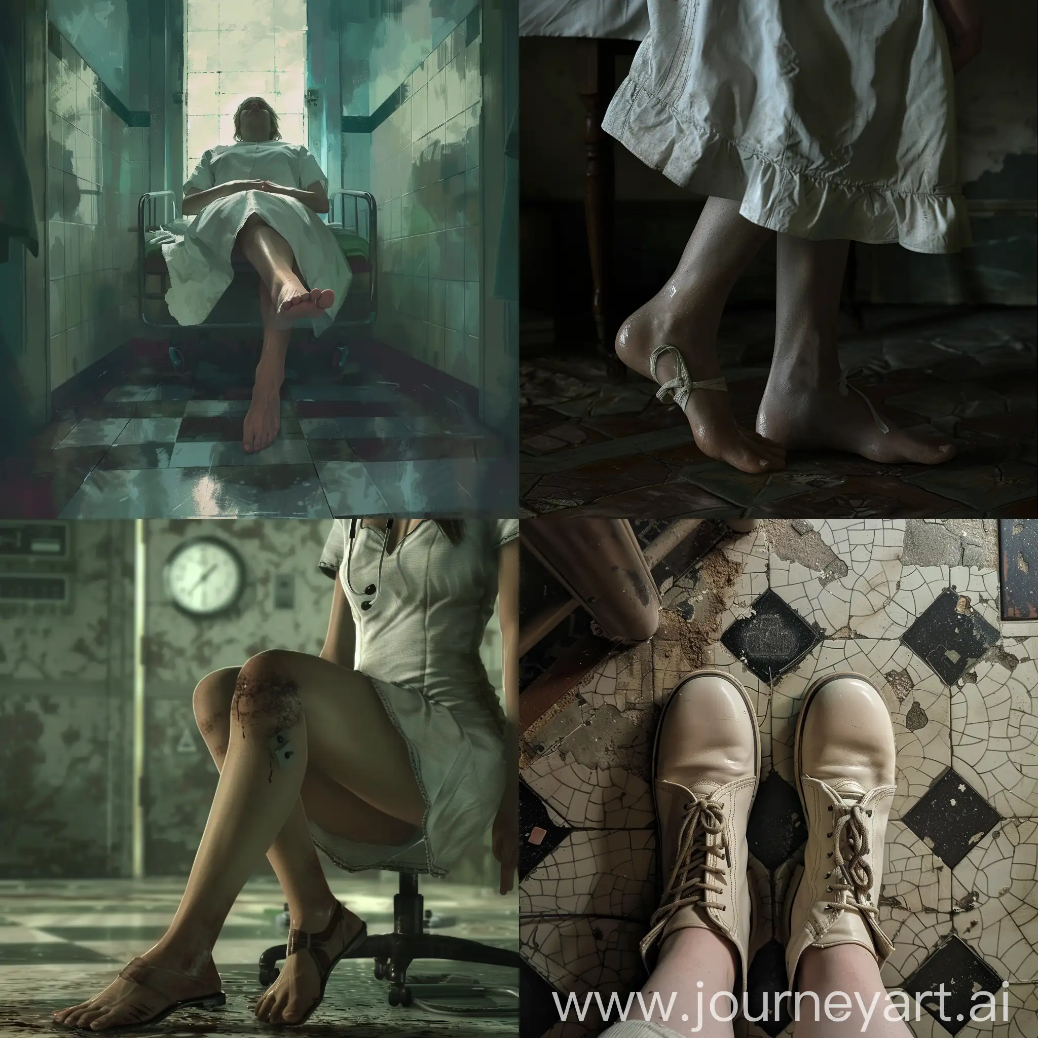 Silent hill nurse show her composed feet