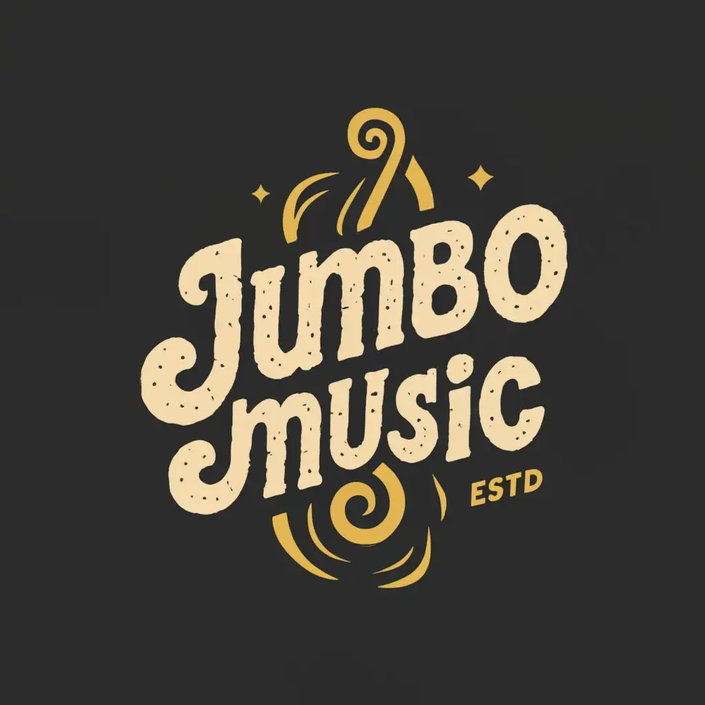 a logo design,with the text "JUMBOMUSIC", main symbol:Music,Minimalistic,be used in Entertainment industry,clear background