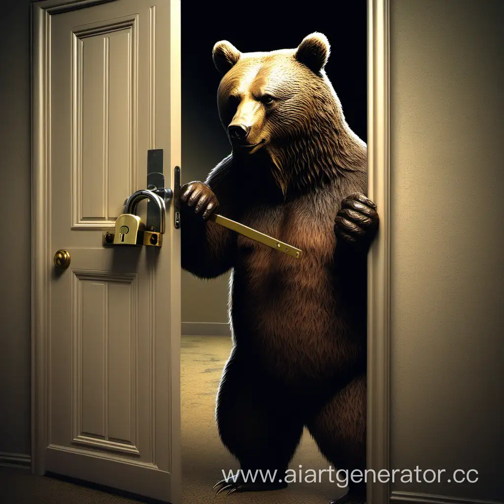 Clever-Bear-Unlocking-Door-with-Lock-Picks
