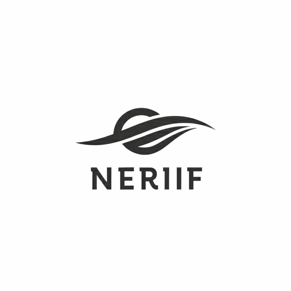 a logo design,with the text "Nerif", main symbol:Feather,Minimalistic,clear background