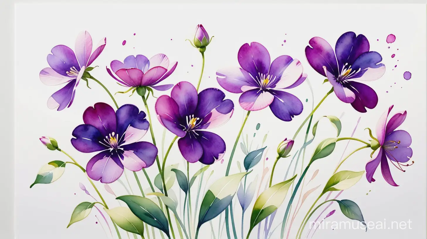 A mesmerizing 3D render of a watercolor painting capturing the essence of a single, elegant bunch of violet flowers. The vibrant hues of the flowers contrast against the clean, white background, creating a striking visual effect. The petals appear to be gently swaying in a breeze, and the overall composition exudes a sense of tranquility and peace.




