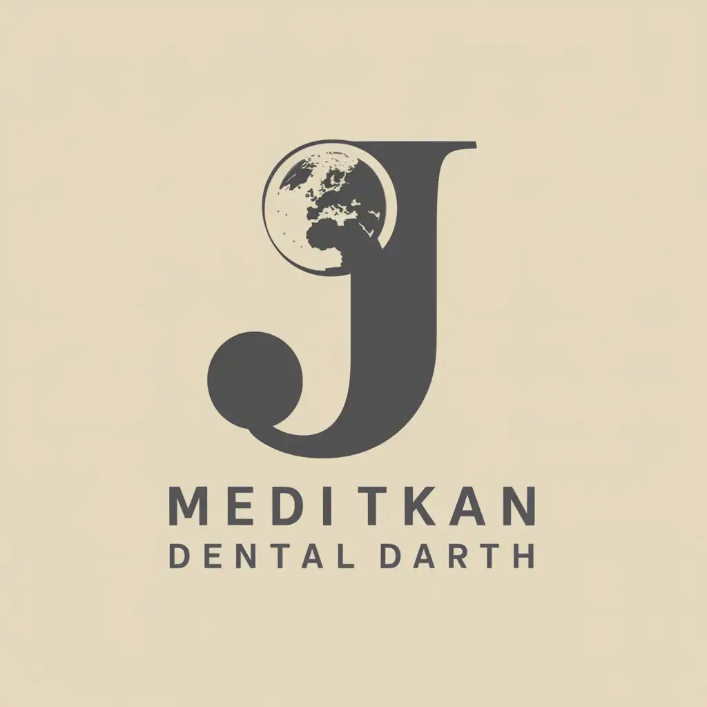 logo, j with earth at the place of the dot, with the text "j", typography, be used in Medical Dental industry
