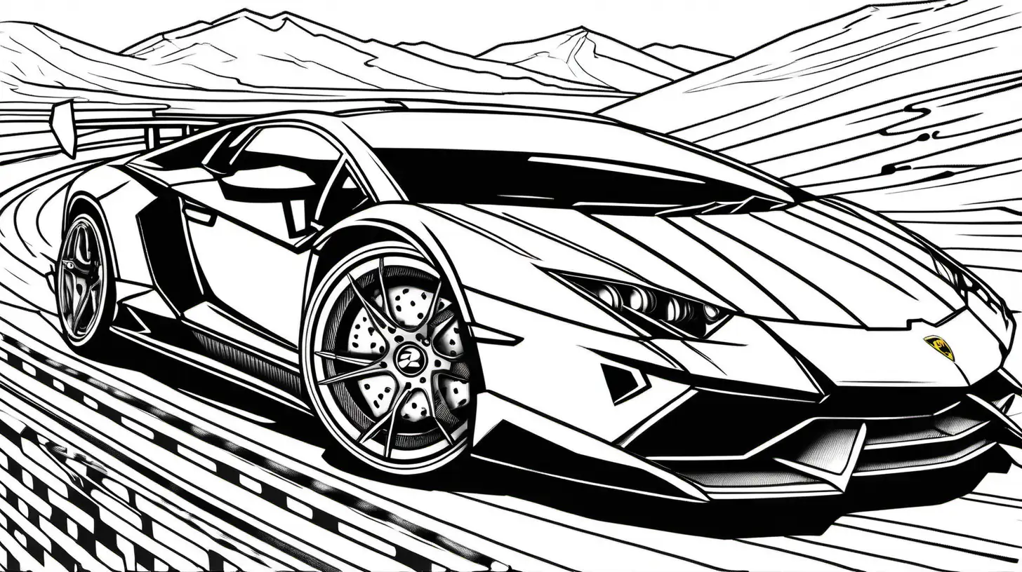 AdrenalinePumping Lamborghini Racing Coloring Page
