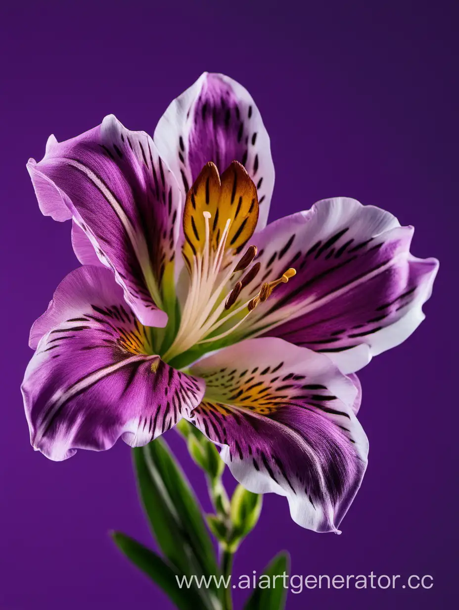Vibrant-CloseUp-of-Alstroemeria-Flower-on-Purple-Background