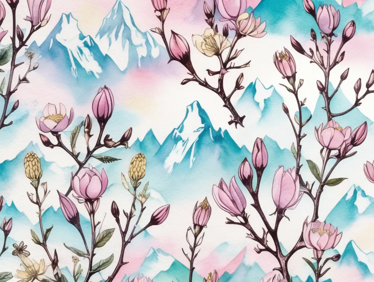 Alder Flowers in Pastel Watercolor Andy Warhol Inspired Mountain Witch Clipart