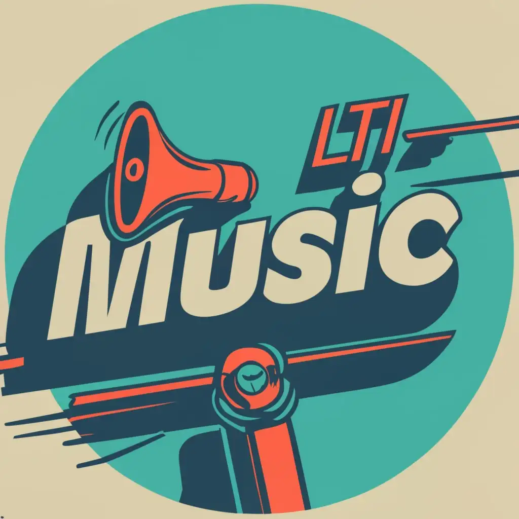 logo, loudspeaker microphone, with the text "LTI-music", typography, be used in Events industry