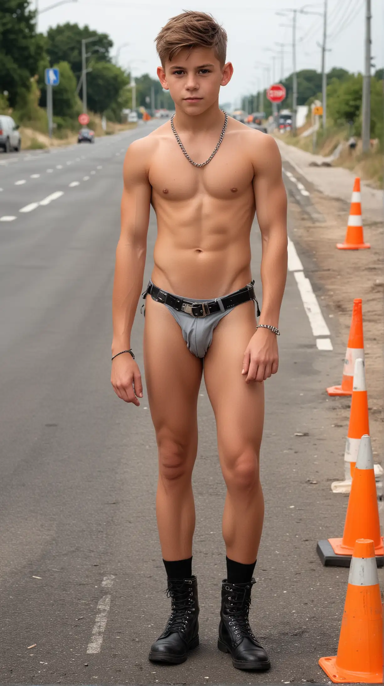 Young Male Model in Roadwork Safety Gear