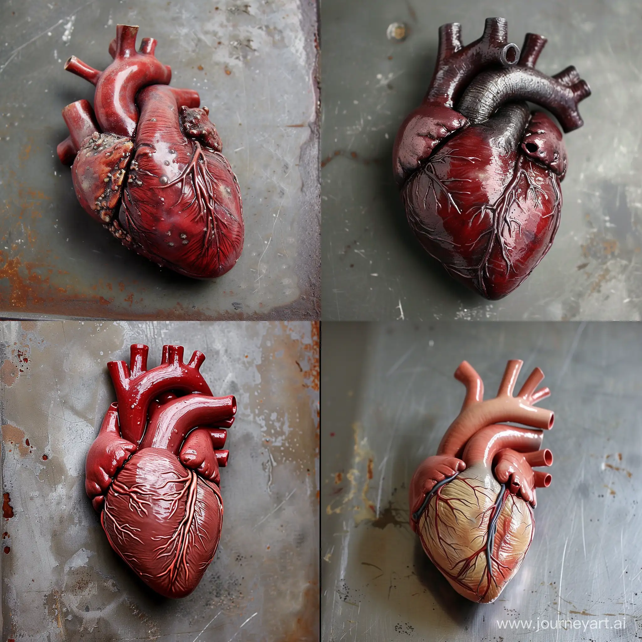 Steel-Surface-Display-of-Human-Heart-Vibrant-and-Detailed-Anatomy-Art